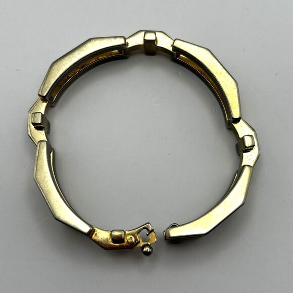 Vintage Geometric Link Bracelet Gold Tone Modernist Retro 7.5in - Picture 3 of 14
